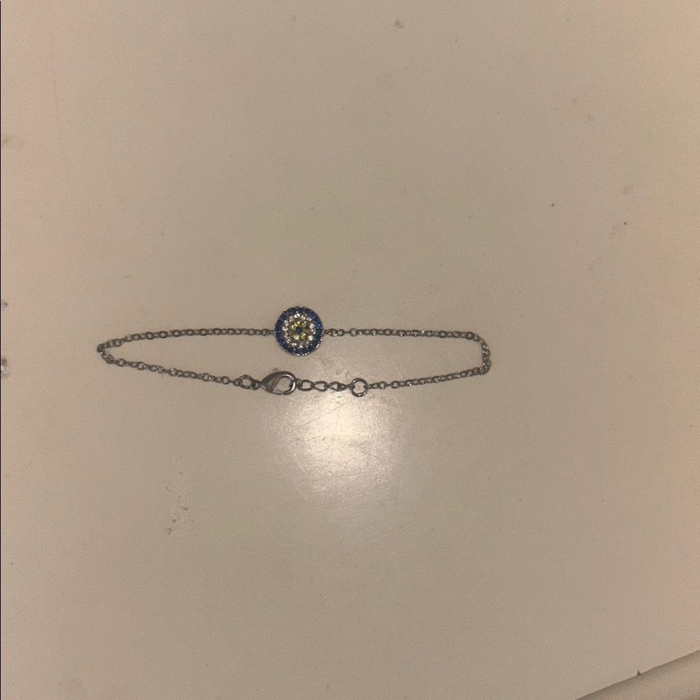 Silver and White Evil Eye Bracelet Set - Picture 4 of 4
